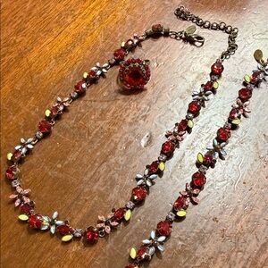 Sorrelli Red and Pink Gemstone Necklace Set